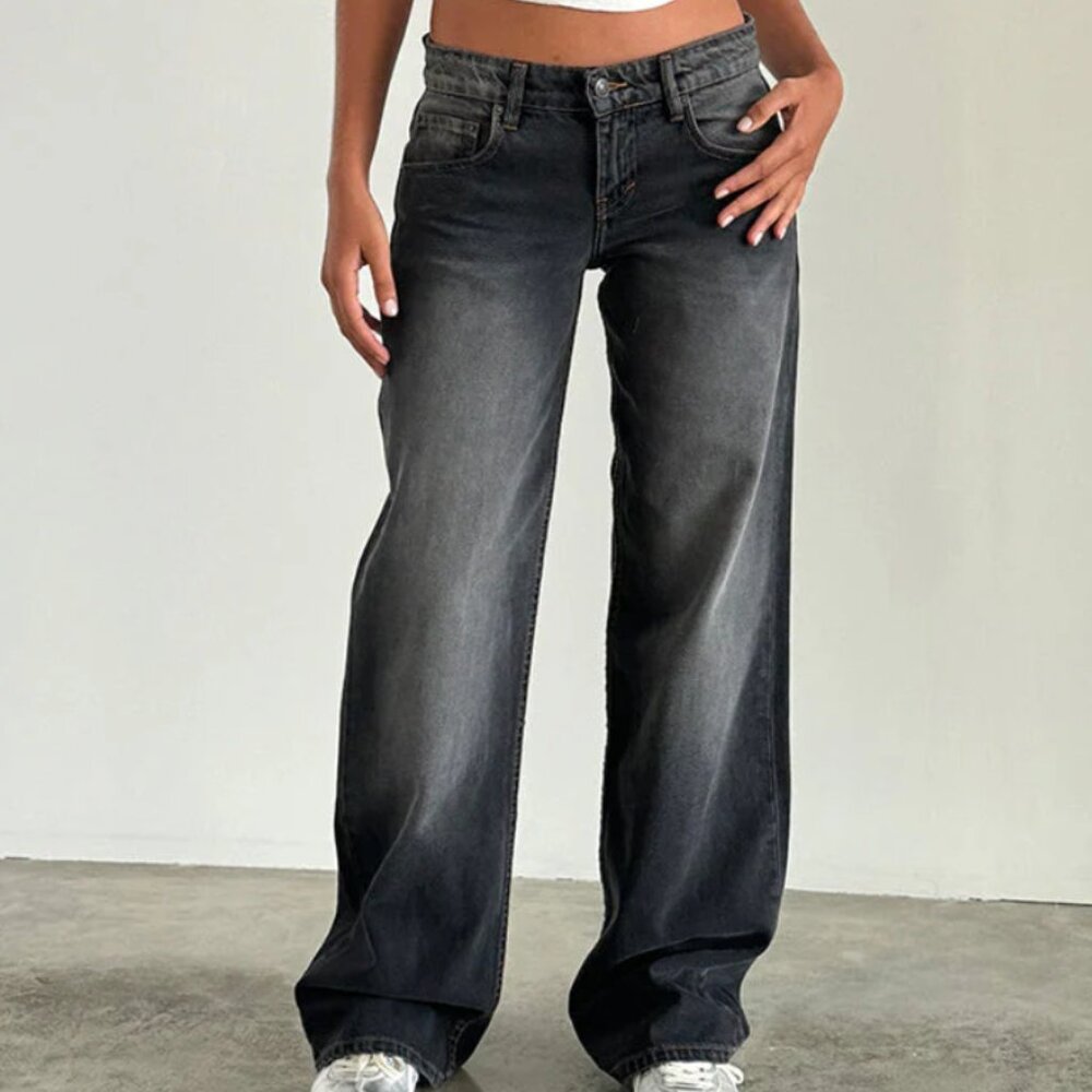 Motel Rocks Black Wide-Leg Jeans